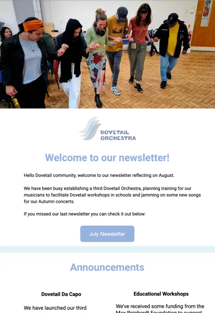 Dovetail August Newsletter