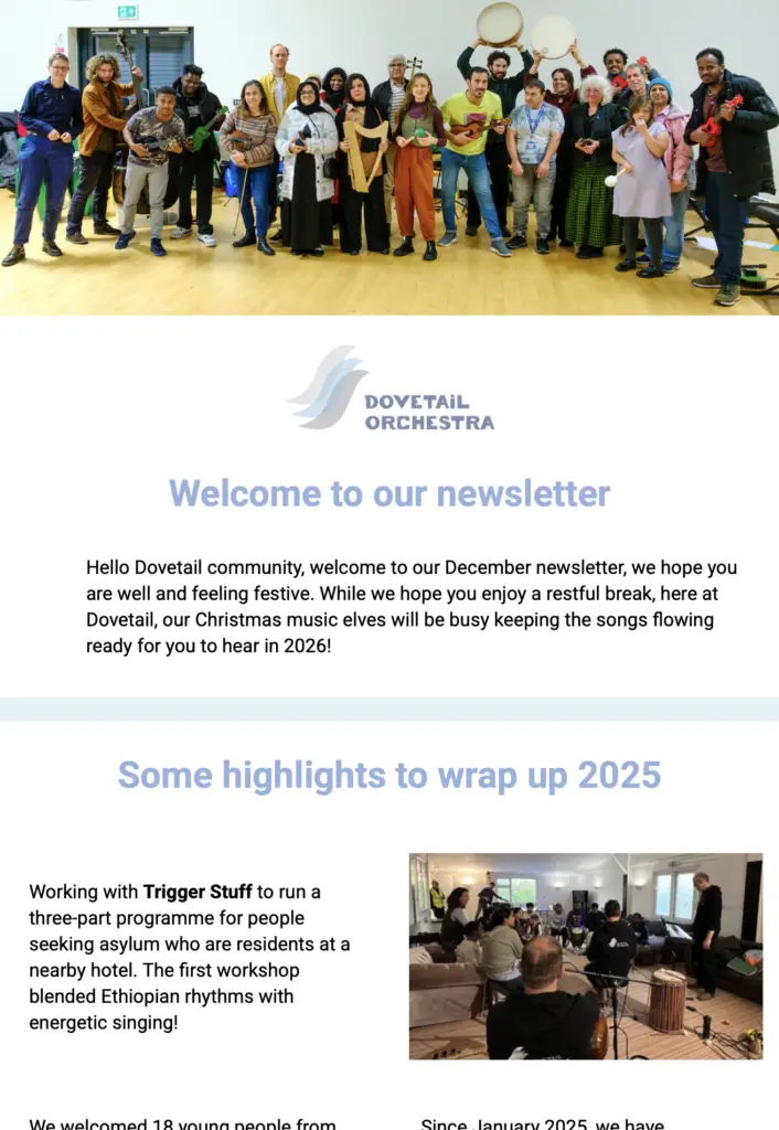 Dovetail newsletter December 2025